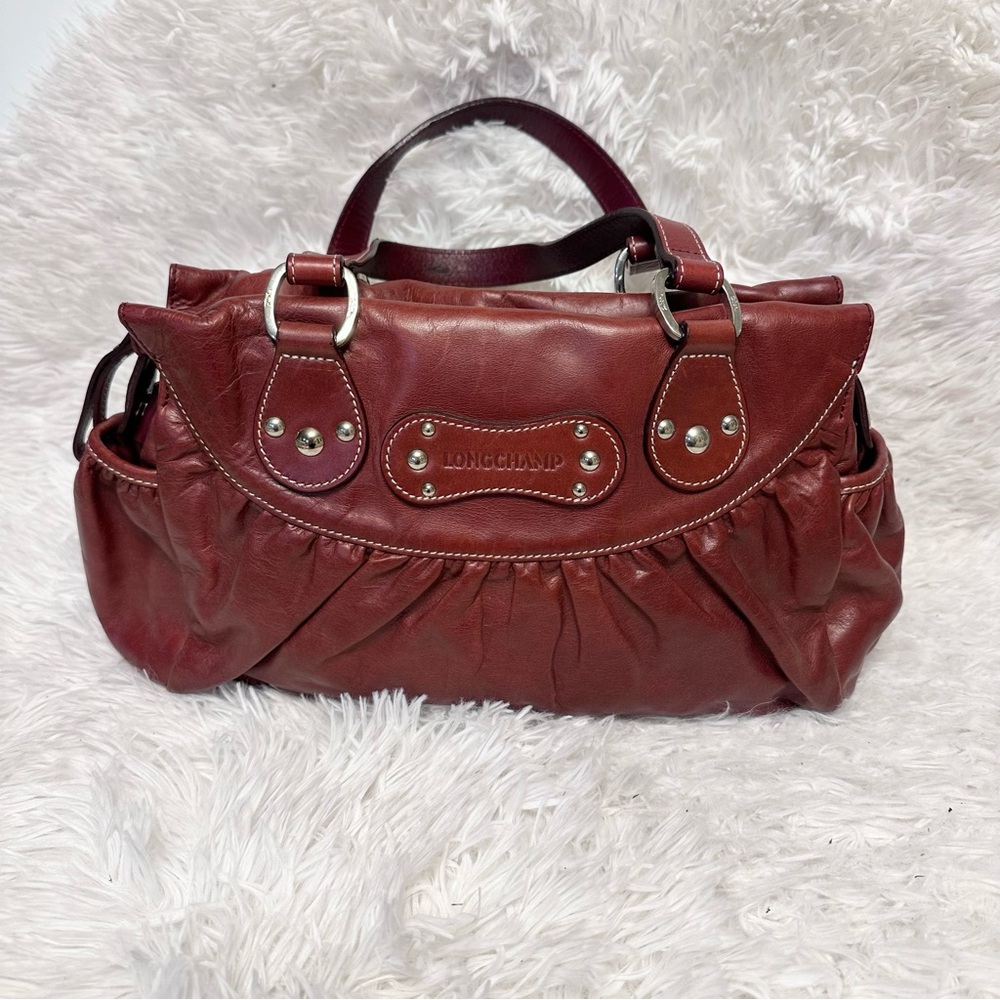 Longchamp Deep Red Leather Idole Handbag